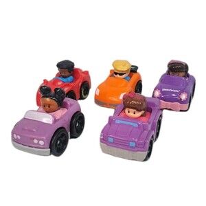 Fisher Price Little People Wheelies Cars Racers Lot of 5 Toy Vehicles Kids Toys
